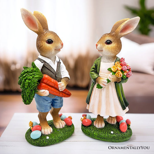 Ashley Stewart Harvest and Bloom Country Bunny Figurine Set Multi