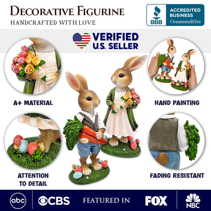 Ashley Stewart Harvest and Bloom Country Bunny Figurine Set Multi