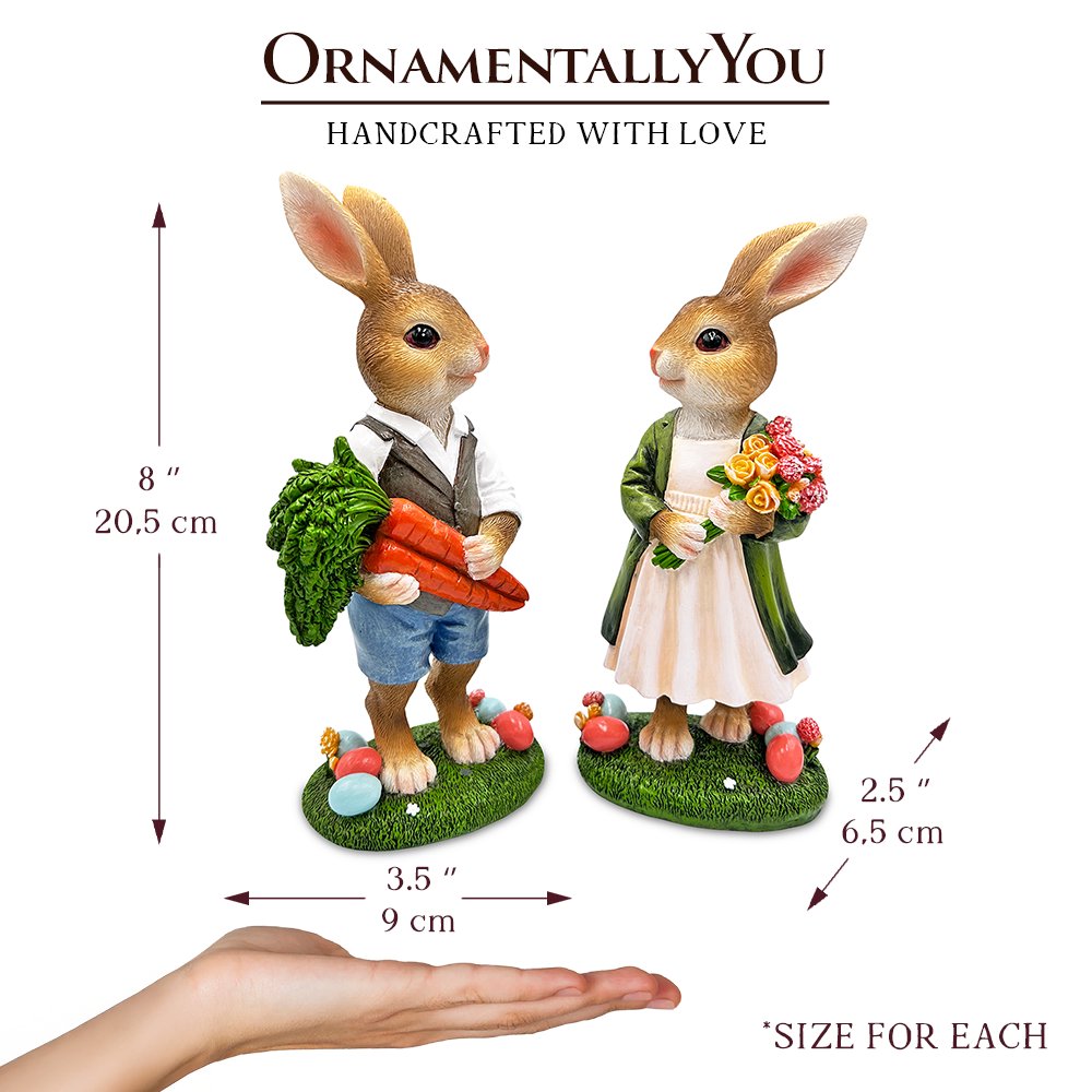 Ashley Stewart Harvest and Bloom Country Bunny Figurine Set Multi