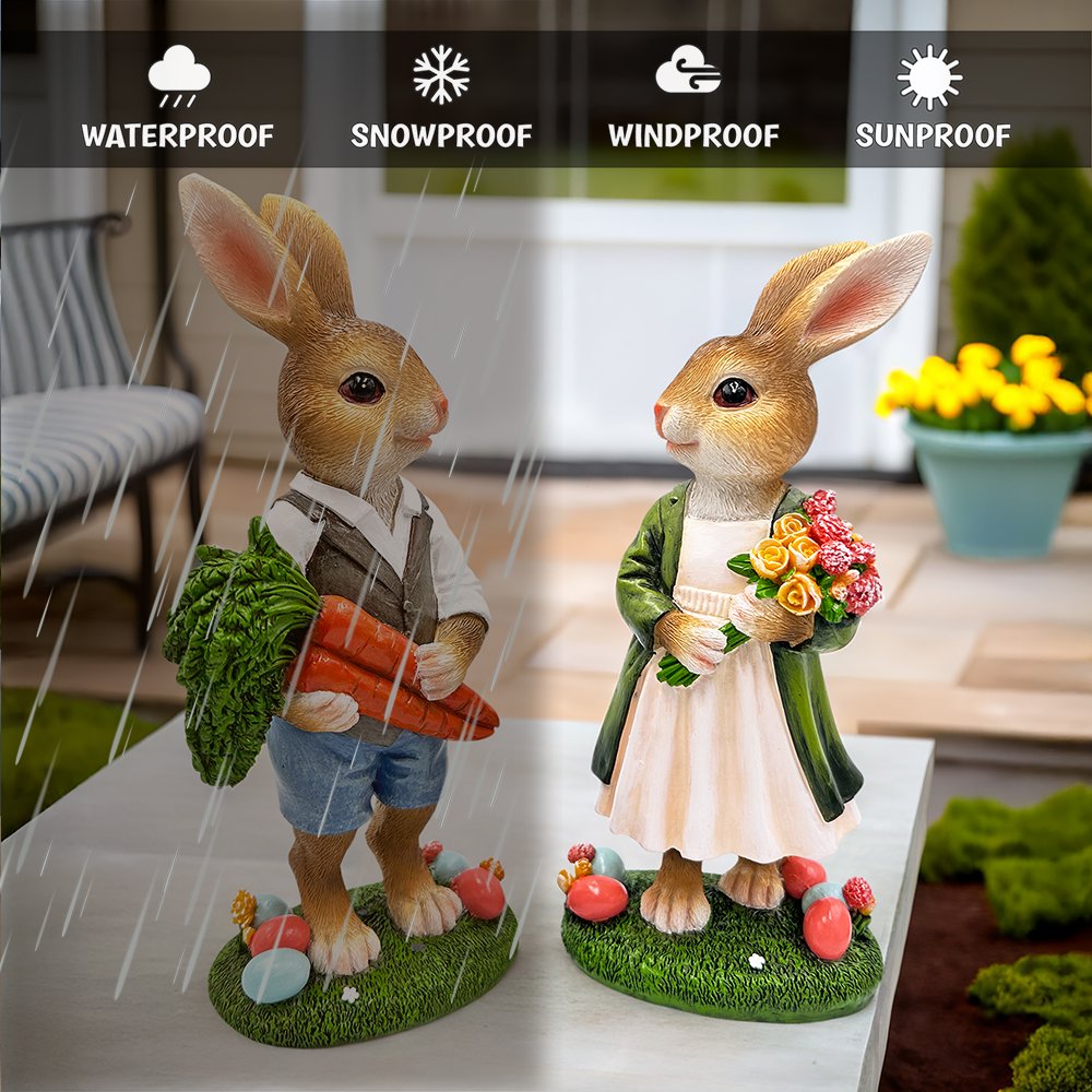 Ashley Stewart Harvest and Bloom Country Bunny Figurine Set Multi