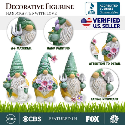 Ashley Stewart Set of Three Gardening Gnome Figurines Multi