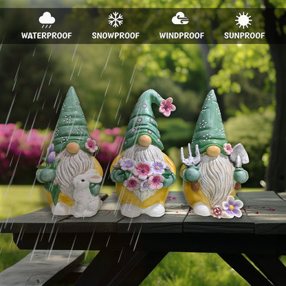 Ashley Stewart Set of Three Gardening Gnome Figurines Multi