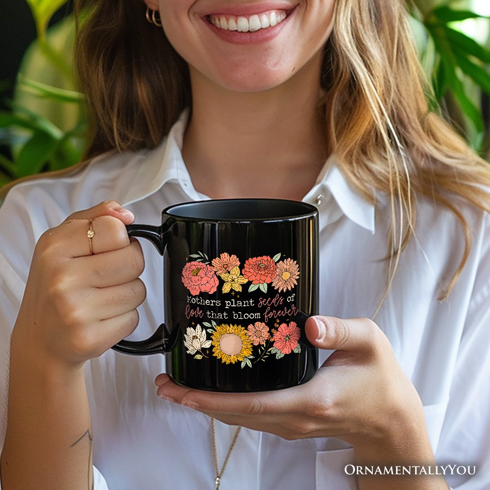 Ashley Stewart Seeds of Love Mama Ceramic Mug Black