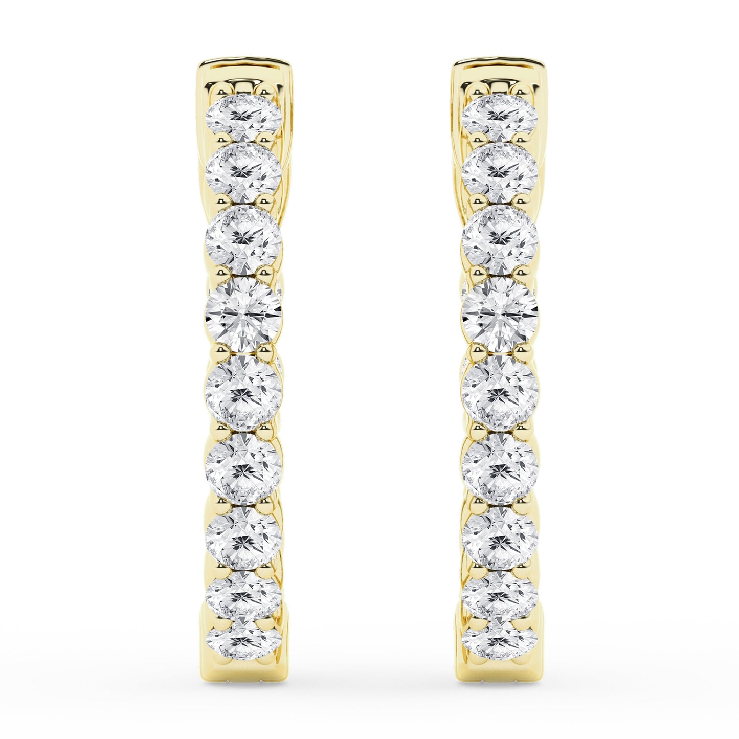 Ashley Stewart 1 Carat Lab Grown Inside Out Diamond Hoop Earrings In Yellow Gold Plat