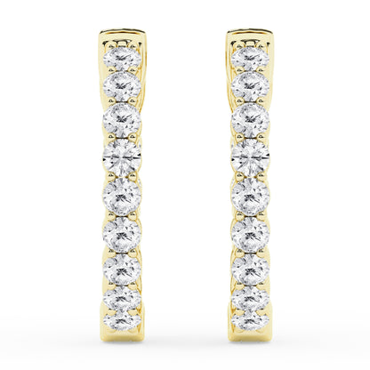 Ashley Stewart 1 Carat Lab Grown Inside Out Diamond Hoop Earrings In Yellow Gold Plat