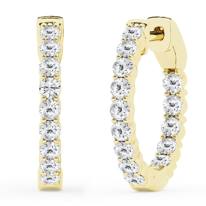 Ashley Stewart 1 Carat Lab Grown Inside Out Diamond Hoop Earrings In Yellow Gold Plat