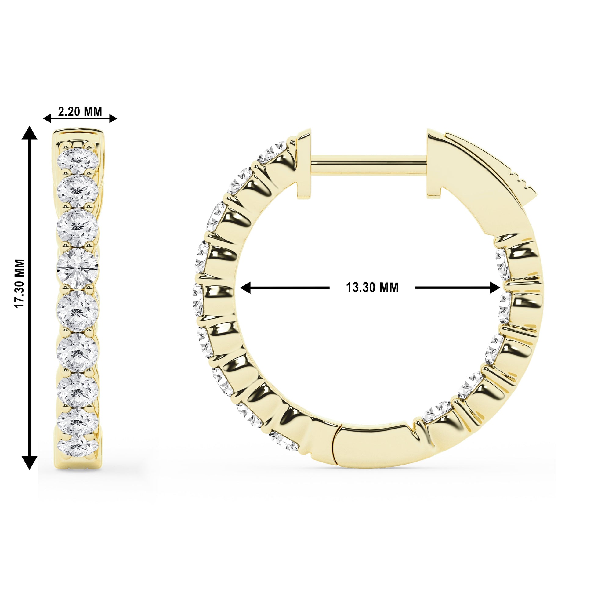 Ashley Stewart 1 Carat Lab Grown Inside Out Diamond Hoop Earrings In Yellow Gold Plat
