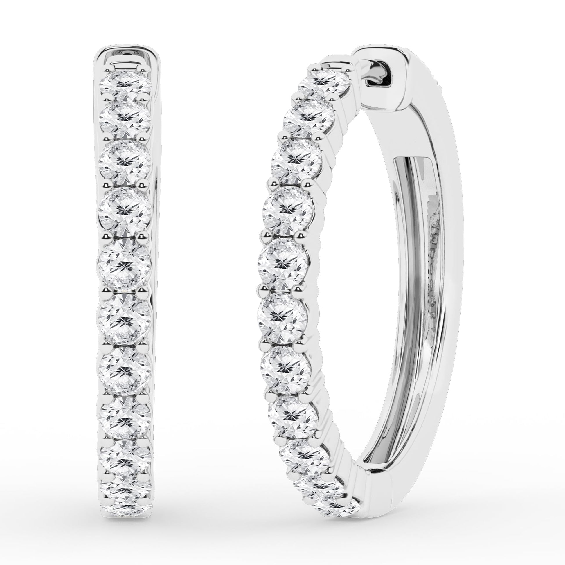 Ashley Stewart 0.50 To 2 Carat Round Lab Grown Diamond Single Row Hoop Earrings In St White