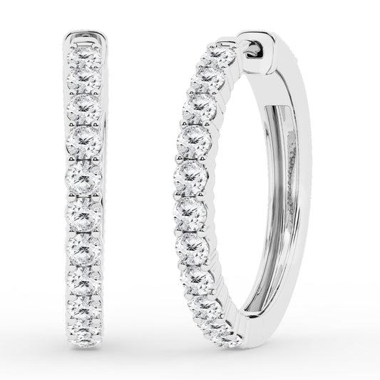 Ashley Stewart 0.50 To 2 Carat Round Lab Grown Diamond Single Row Hoop Earrings In St White
