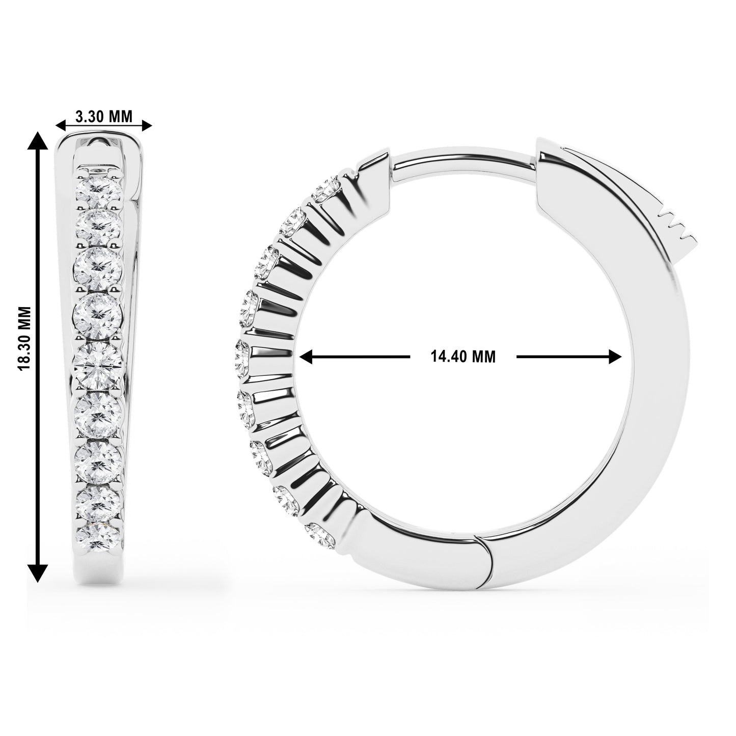 Ashley Stewart 0.50 To 2 Carat Round Lab Grown Diamond Single Row Hoop Earrings In St White