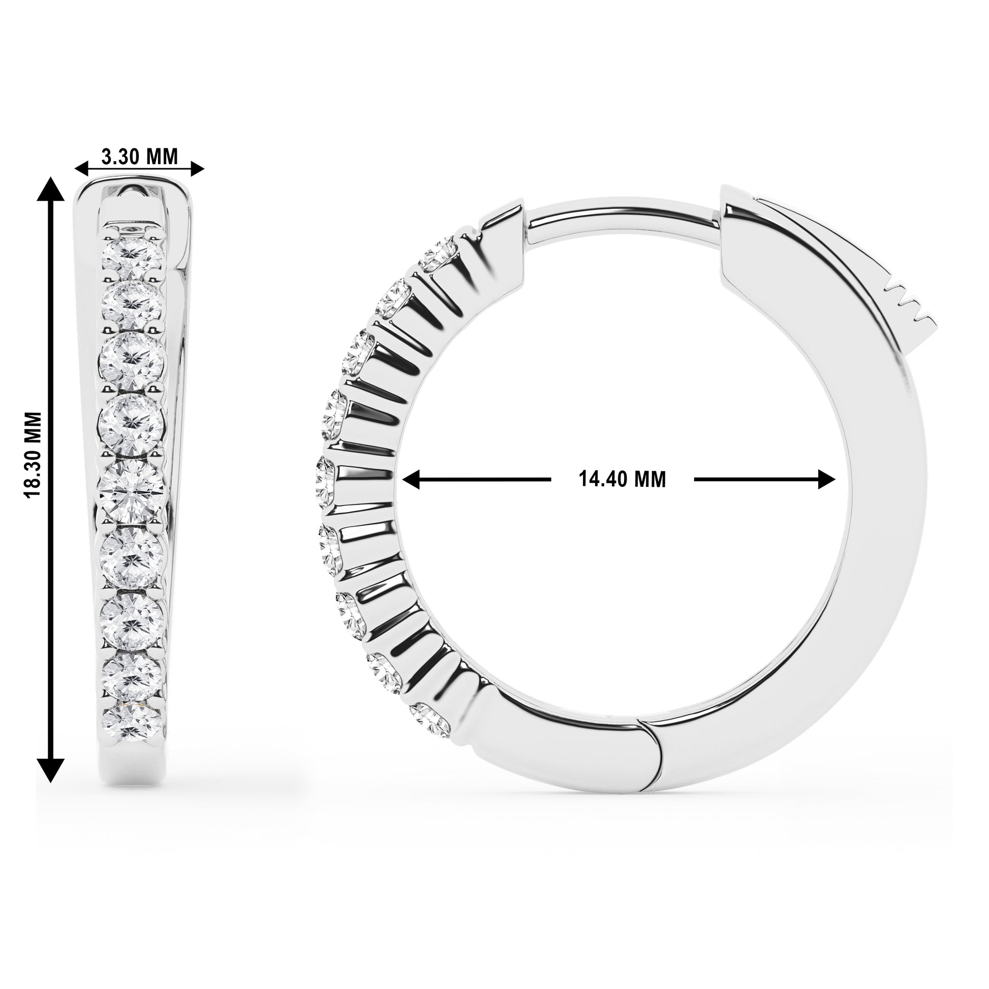 Ashley Stewart 0.50 To 2 Carat Round Lab Grown Diamond Single Row Hoop Earrings In St White