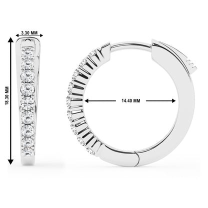 Ashley Stewart 0.50 To 2 Carat Round Lab Grown Diamond Single Row Hoop Earrings In St White
