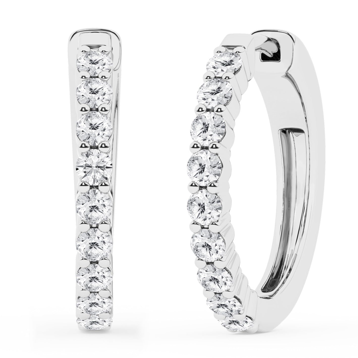 Ashley Stewart 0.50 To 2 Carat Round Lab Grown Diamond Single Row Hoop Earrings In St White