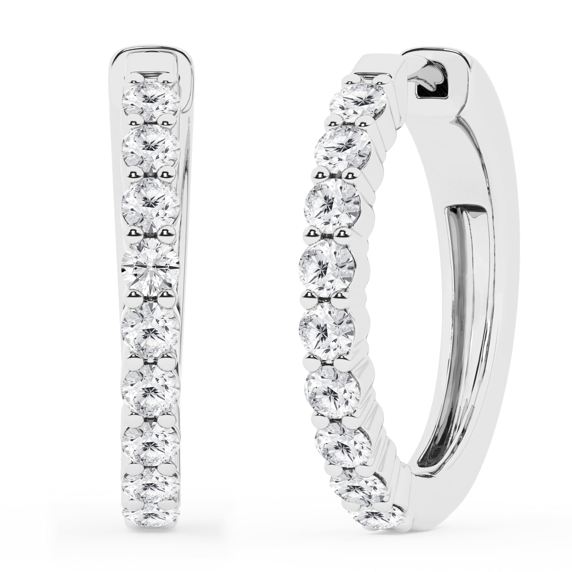 Ashley Stewart 0.50 To 2 Carat Round Lab Grown Diamond Single Row Hoop Earrings In St White