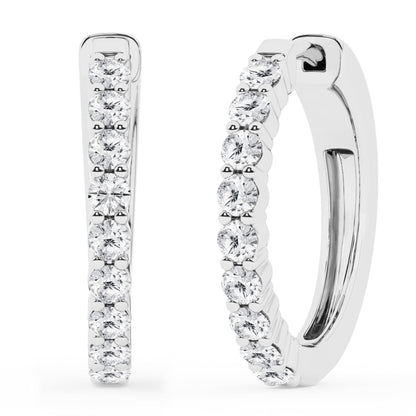 Ashley Stewart 0.50 To 2 Carat Round Lab Grown Diamond Single Row Hoop Earrings In St White