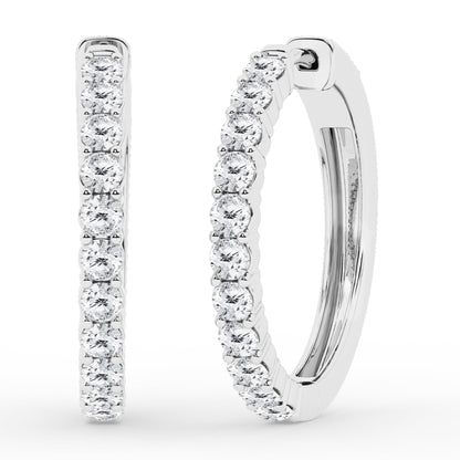 Ashley Stewart 0.50 To 2 Carat Round Lab Grown Diamond Single Row Hoop Earrings In St White