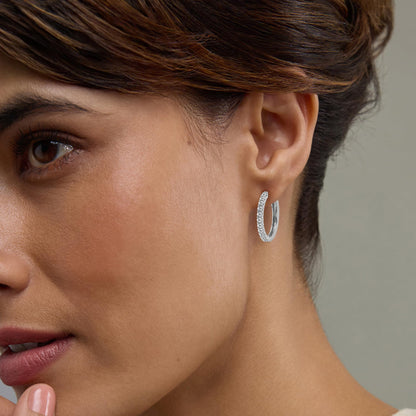 Ashley Stewart 0.50 To 2 Carat Round Lab Grown Diamond Single Row Hoop Earrings In St White
