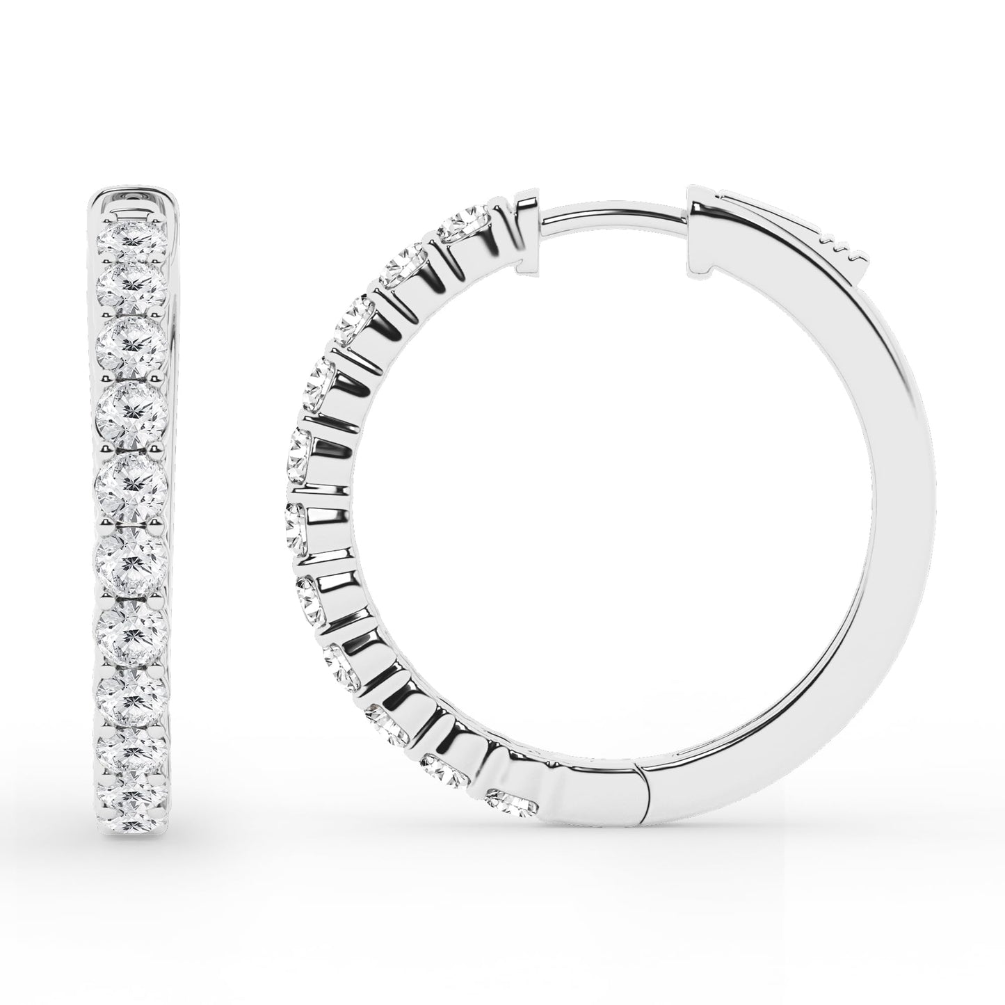 Ashley Stewart 0.50 To 2 Carat Round Lab Grown Diamond Single Row Hoop Earrings In St White