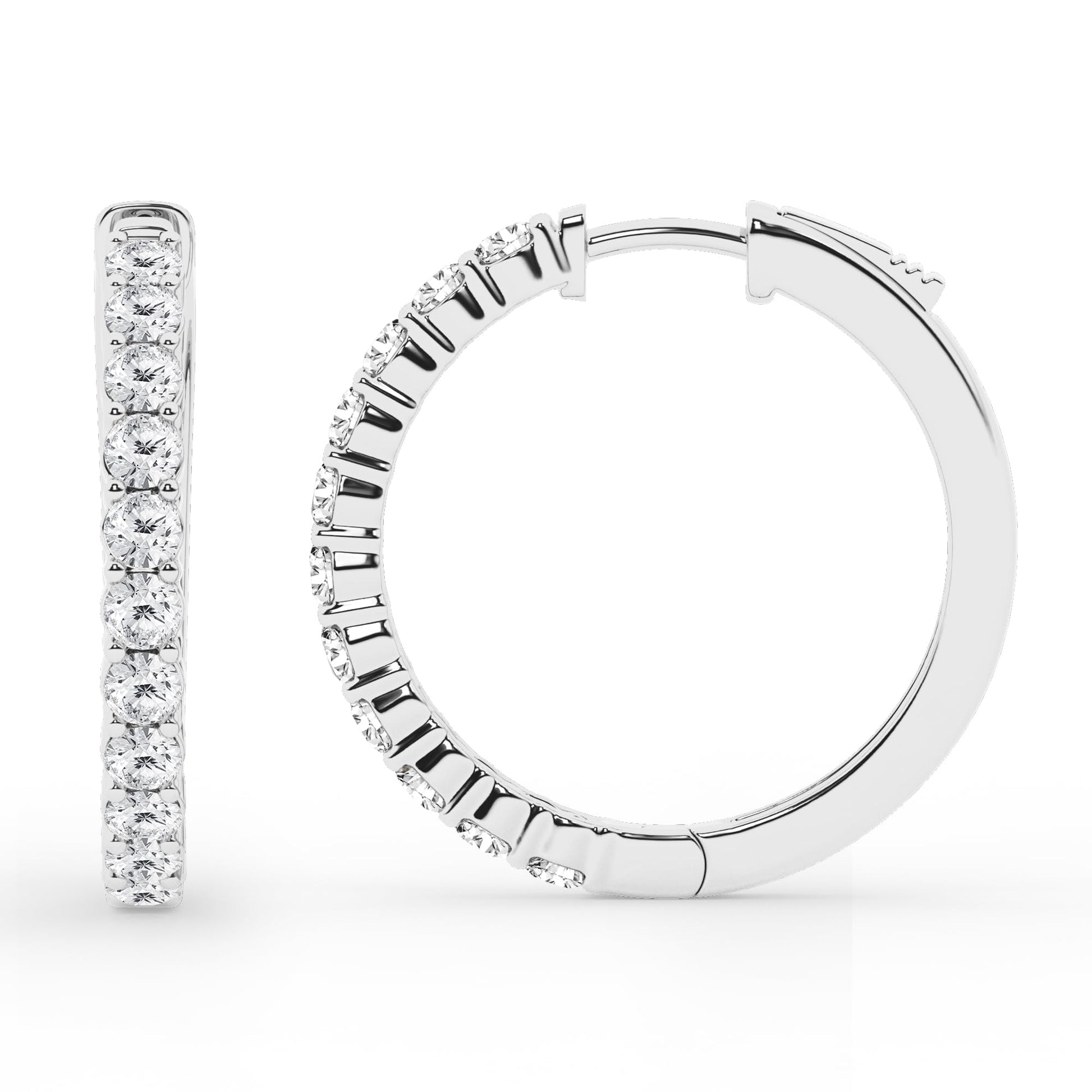 Ashley Stewart 0.50 To 2 Carat Round Lab Grown Diamond Single Row Hoop Earrings In St White