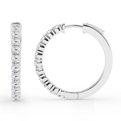 Ashley Stewart 0.50 To 2 Carat Round Lab Grown Diamond Single Row Hoop Earrings In St White