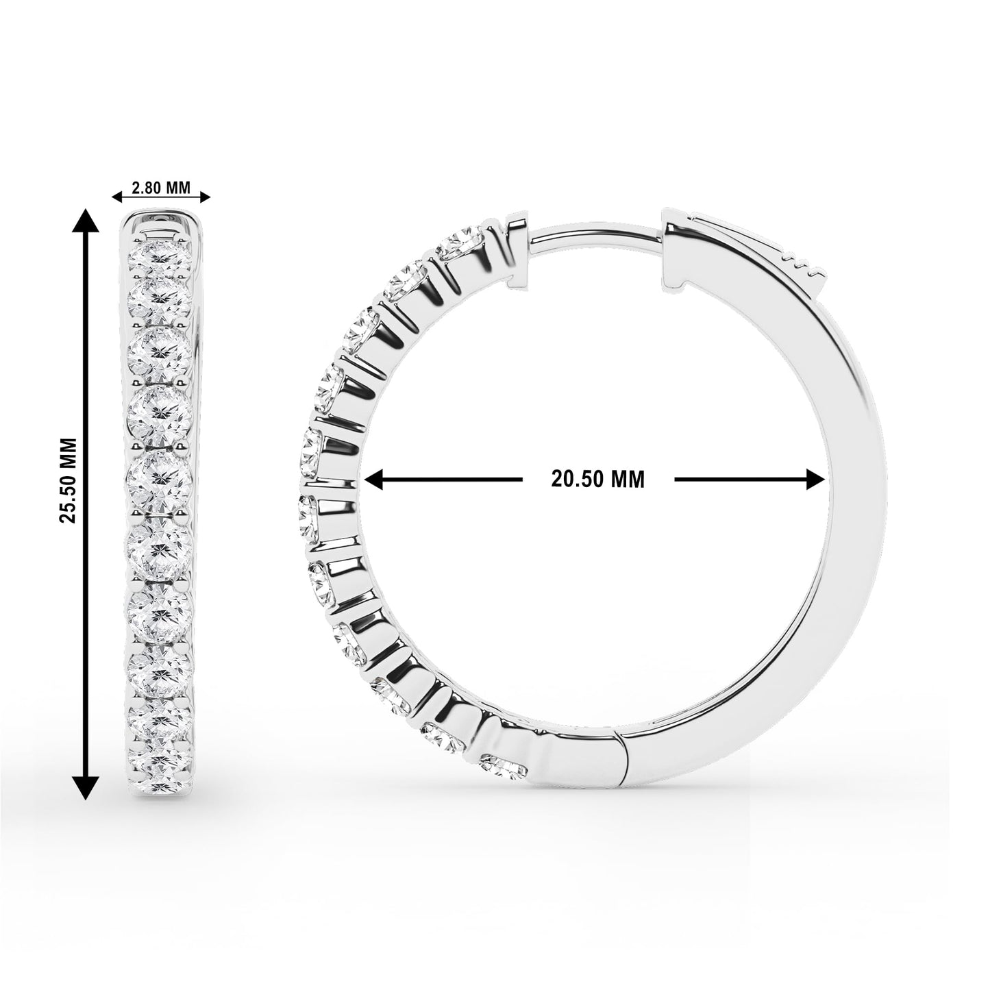 Ashley Stewart 0.50 To 2 Carat Round Lab Grown Diamond Single Row Hoop Earrings In St White