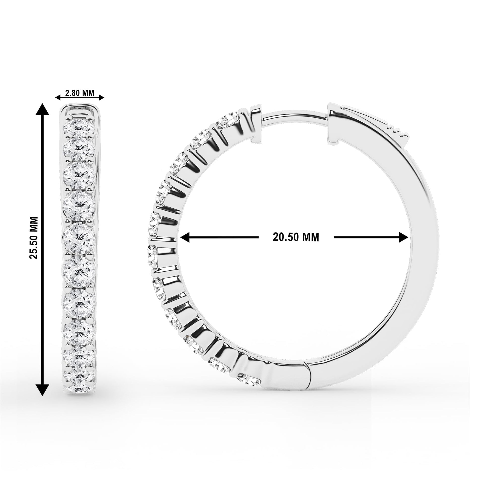 Ashley Stewart 0.50 To 2 Carat Round Lab Grown Diamond Single Row Hoop Earrings In St White