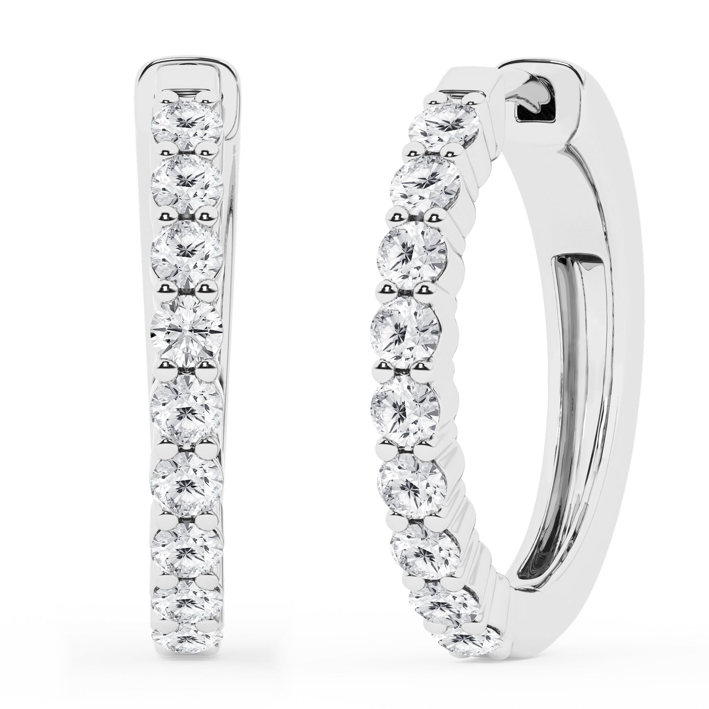 Ashley Stewart 0.50 To 2 Carat Round Lab Grown Diamond Single Row Hoop Earrings In St White