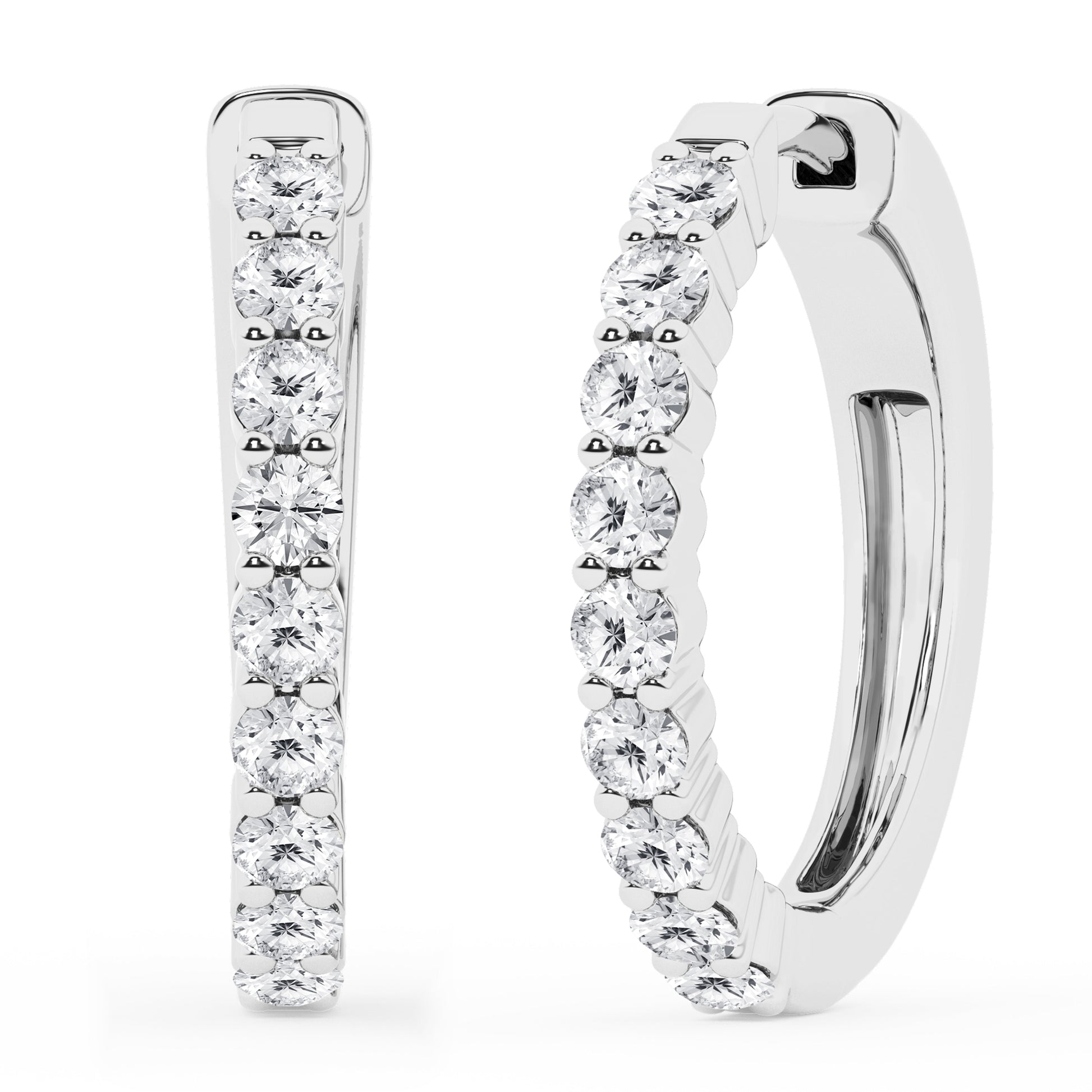 Ashley Stewart 0.50 To 2 Carat Round Lab Grown Diamond Single Row Hoop Earrings In St White
