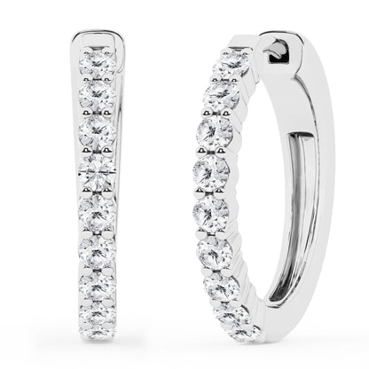 Ashley Stewart 0.50 To 2 Carat Round Lab Grown Diamond Single Row Hoop Earrings In St White