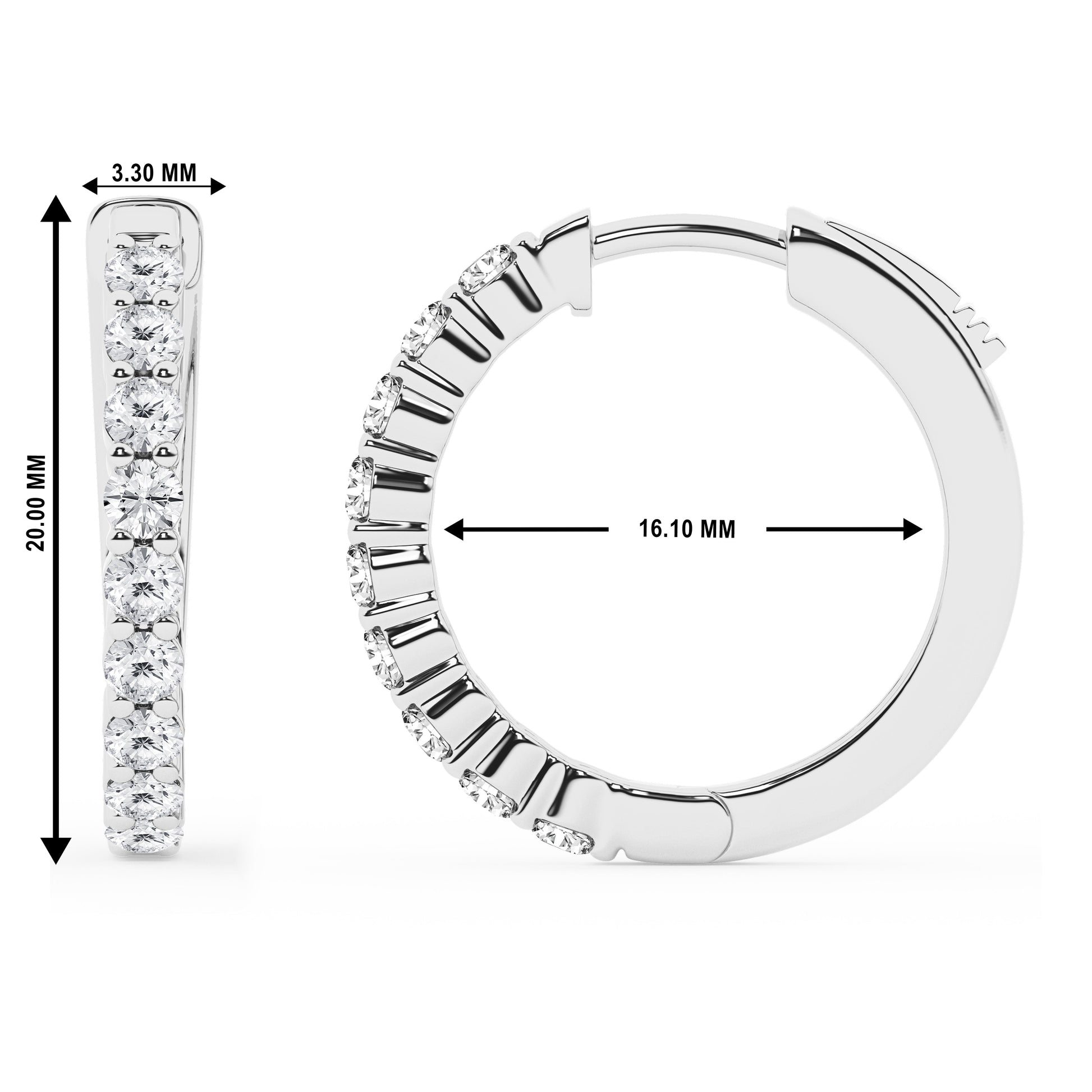 Ashley Stewart 0.50 To 2 Carat Round Lab Grown Diamond Single Row Hoop Earrings In St White