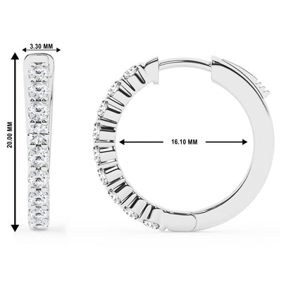 Ashley Stewart 0.50 To 2 Carat Round Lab Grown Diamond Single Row Hoop Earrings In St White