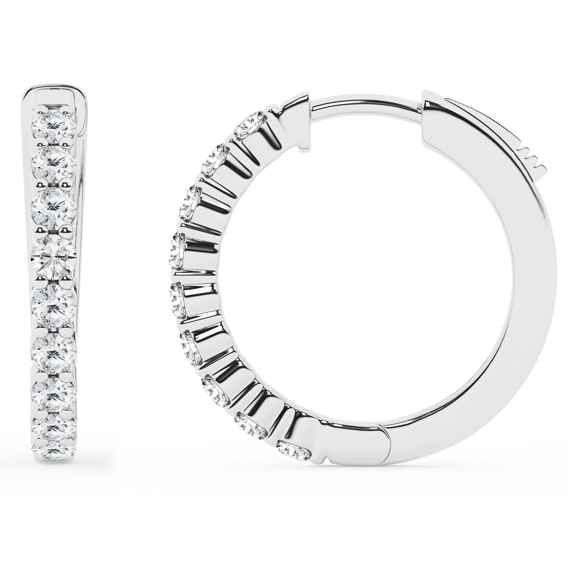 Ashley Stewart 0.50 To 2 Carat Round Lab Grown Diamond Single Row Hoop Earrings In St White