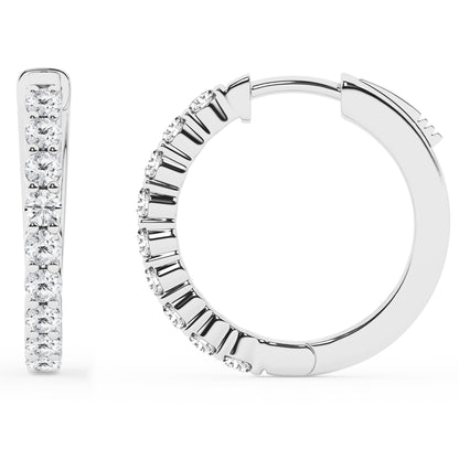 Ashley Stewart 0.50 To 2 Carat Round Lab Grown Diamond Single Row Hoop Earrings In St White