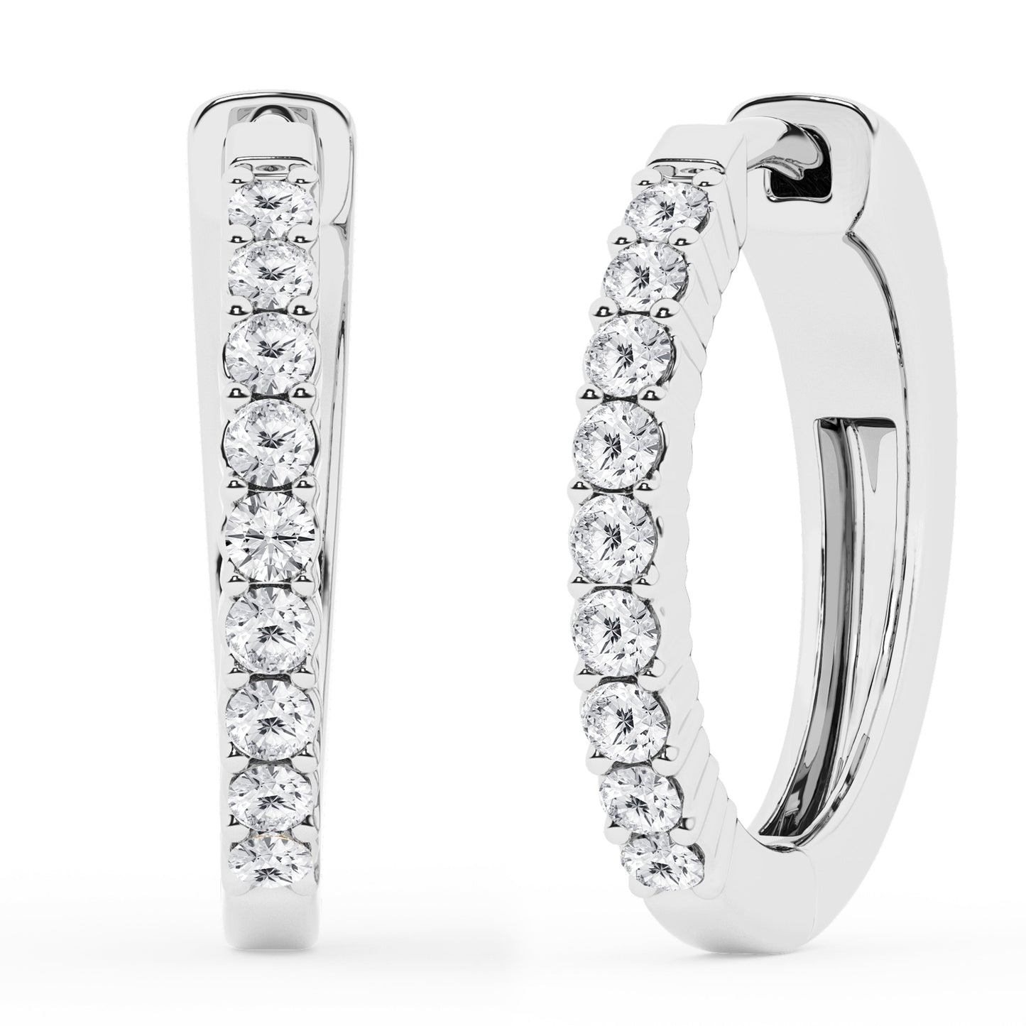 Ashley Stewart 0.50 To 2 Carat Round Lab Grown Diamond Single Row Hoop Earrings In St White
