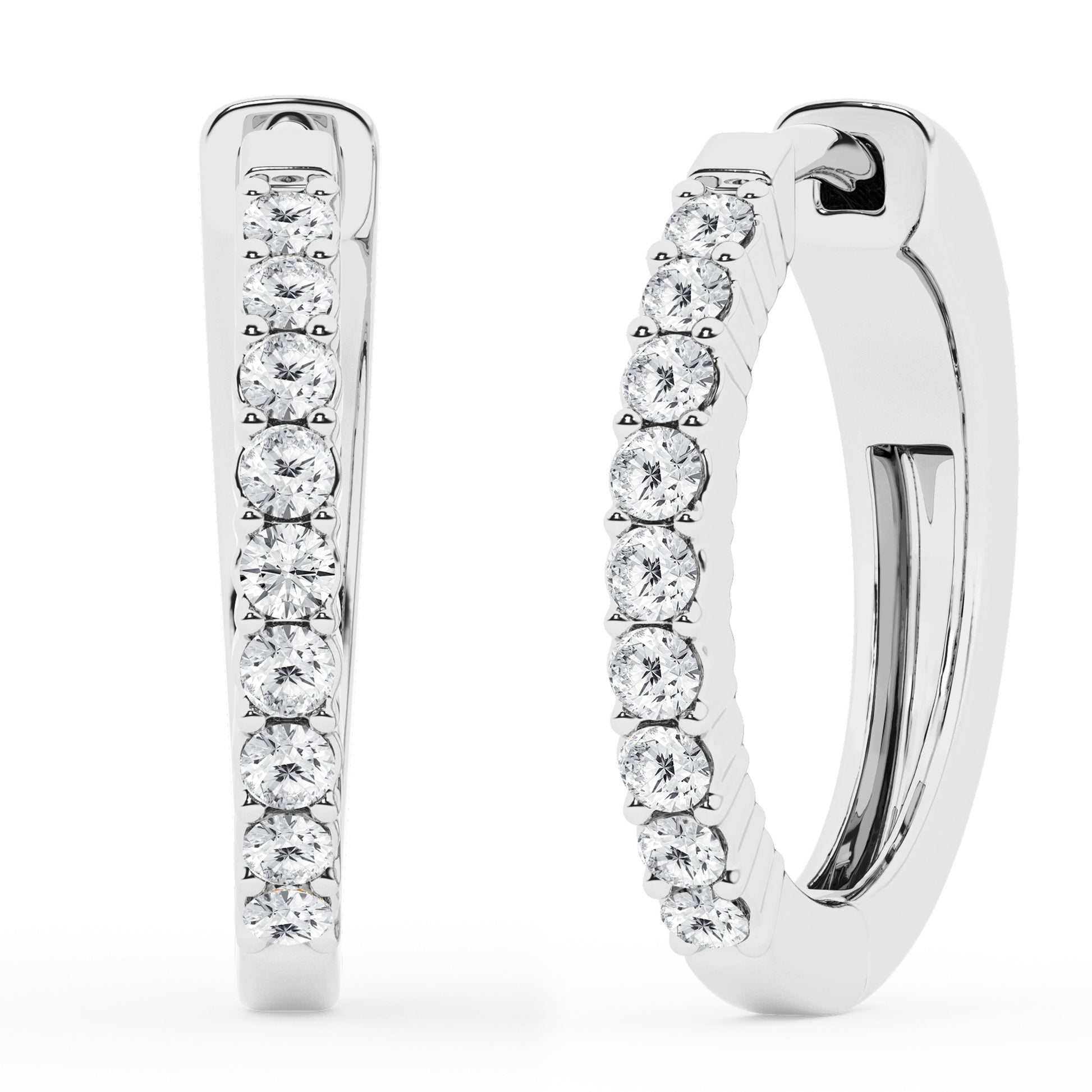 Ashley Stewart 0.50 To 2 Carat Round Lab Grown Diamond Single Row Hoop Earrings In St White