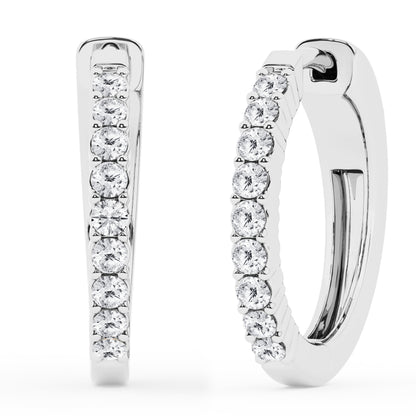 Ashley Stewart 0.50 To 2 Carat Round Lab Grown Diamond Single Row Hoop Earrings In St White