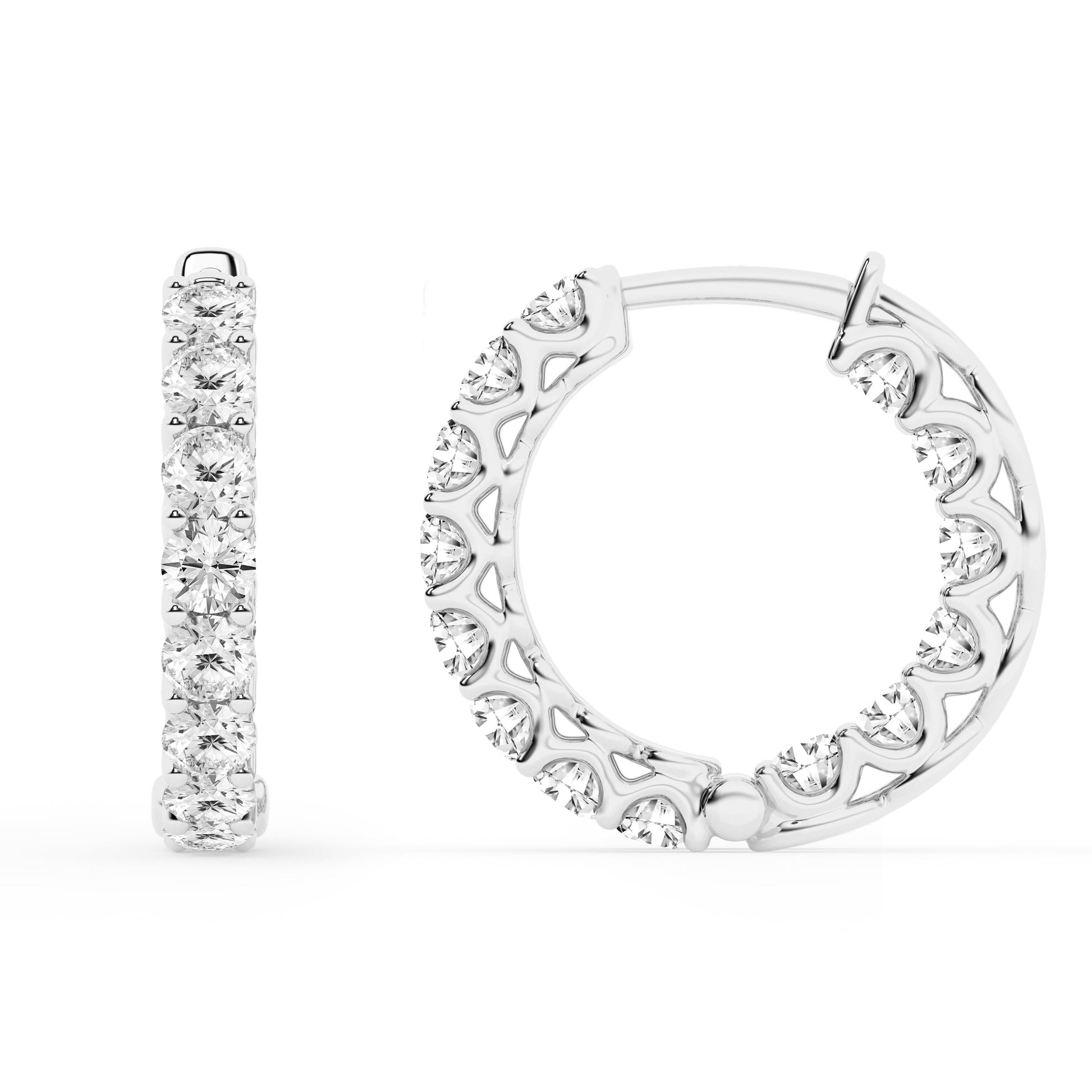 Ashley Stewart 2 Carat Lab Grown Round Inside Out Diamond Hoop Earrings In Sterling S White