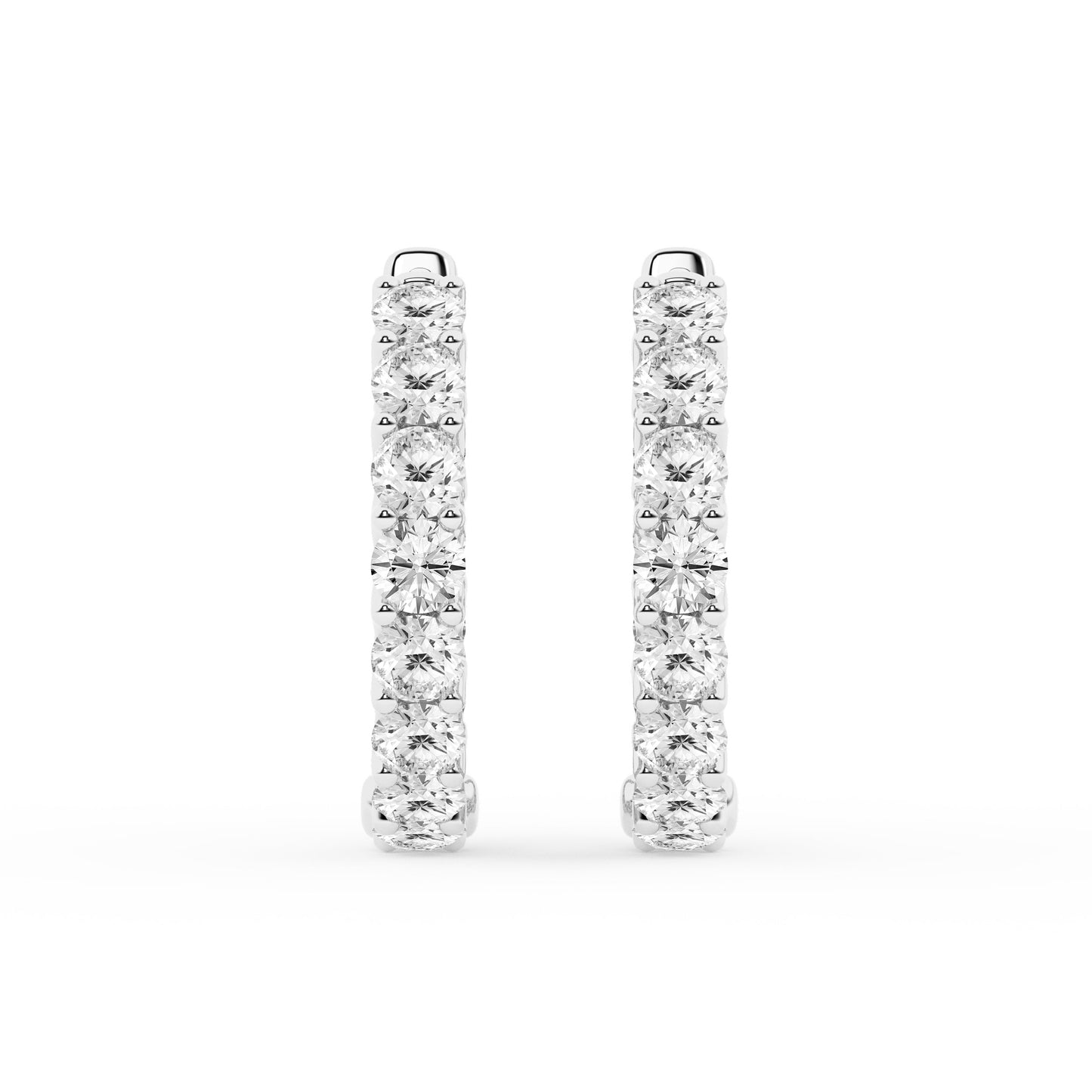 Ashley Stewart 2 Carat Lab Grown Round Inside Out Diamond Hoop Earrings In Sterling S White