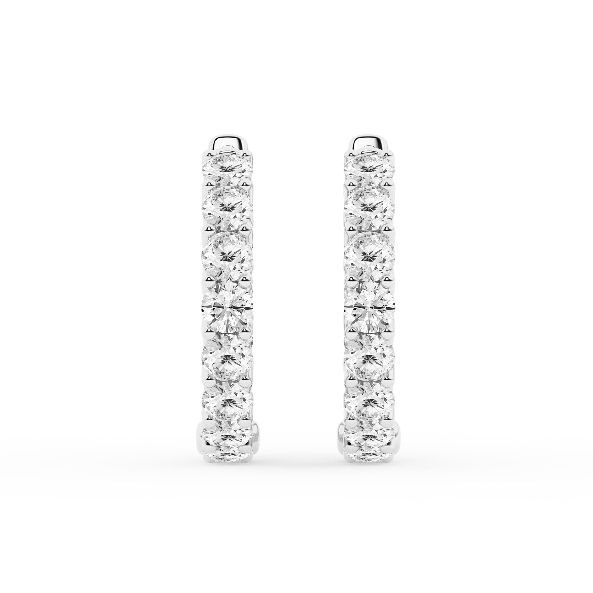 Ashley Stewart 2 Carat Lab Grown Round Inside Out Diamond Hoop Earrings In Sterling S White