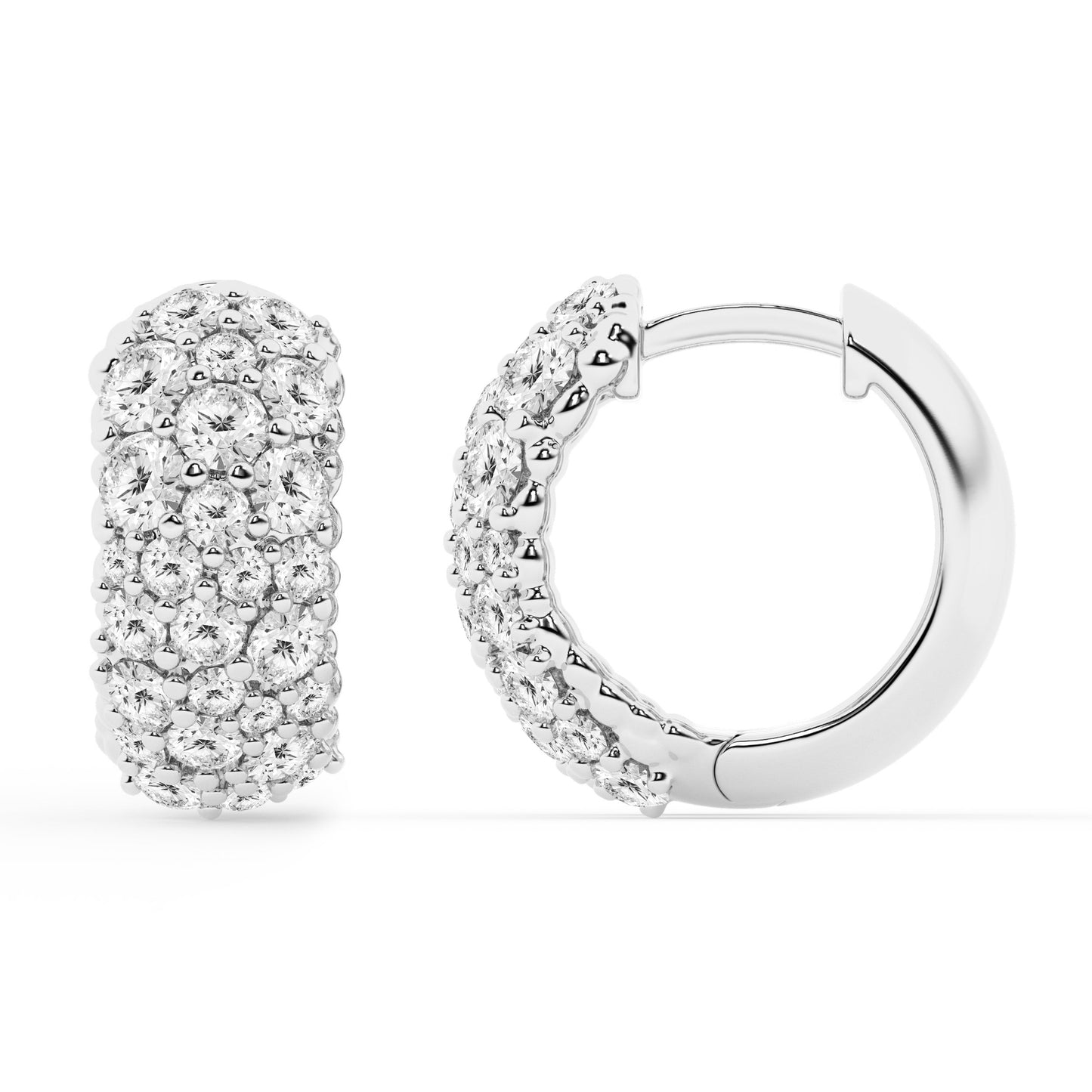 Ashley Stewart 2 Carat Round Lab Grown Cluster Diamond Hoop Earrings In Sterling Silv White