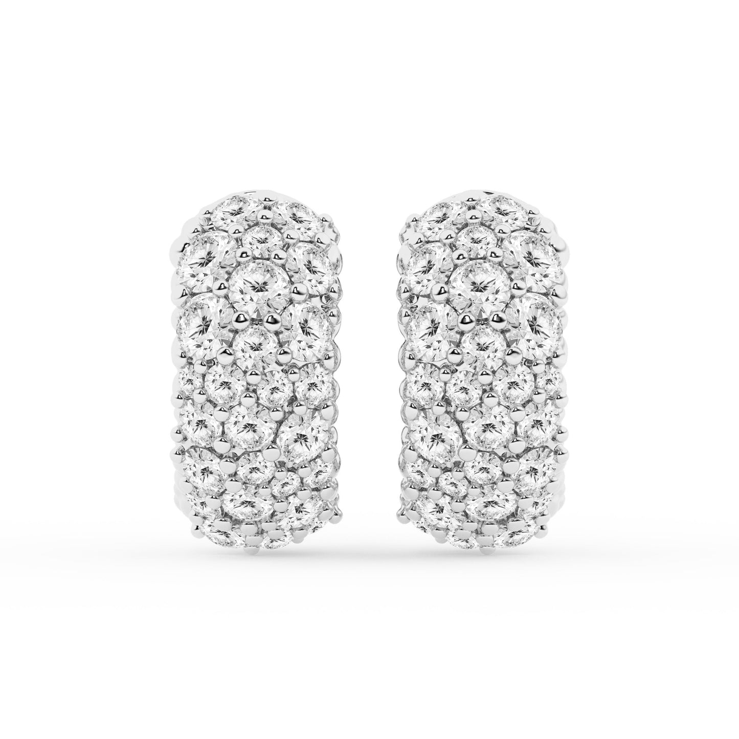 Ashley Stewart 2 Carat Round Lab Grown Cluster Diamond Hoop Earrings In Sterling Silv White