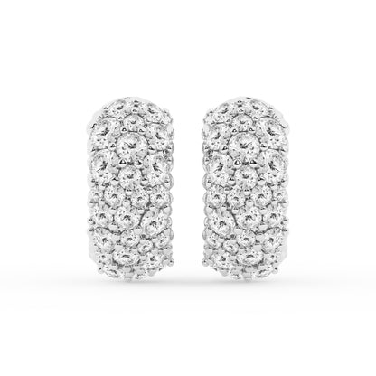 Ashley Stewart 2 Carat Round Lab Grown Cluster Diamond Hoop Earrings In Sterling Silv White