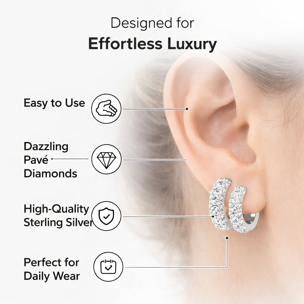 Ashley Stewart 2 Carat Round Lab Grown Cluster Diamond Hoop Earrings In Sterling Silv White