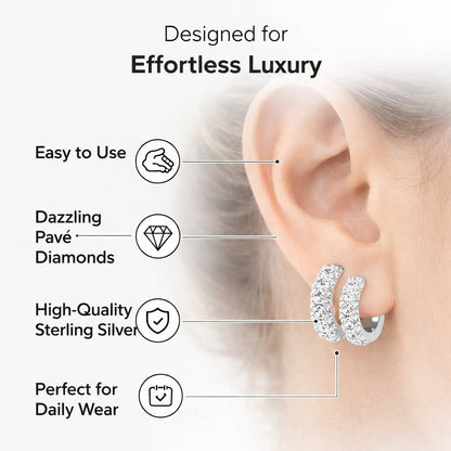 Ashley Stewart 2 Carat Round Lab Grown Cluster Diamond Hoop Earrings In Sterling Silv White