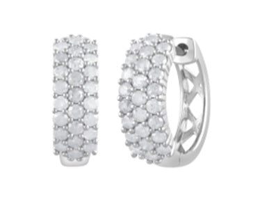 Ashley Stewart 0.50 Carat Lab Grown Cluster Diamond Hinged Hoop Earrings