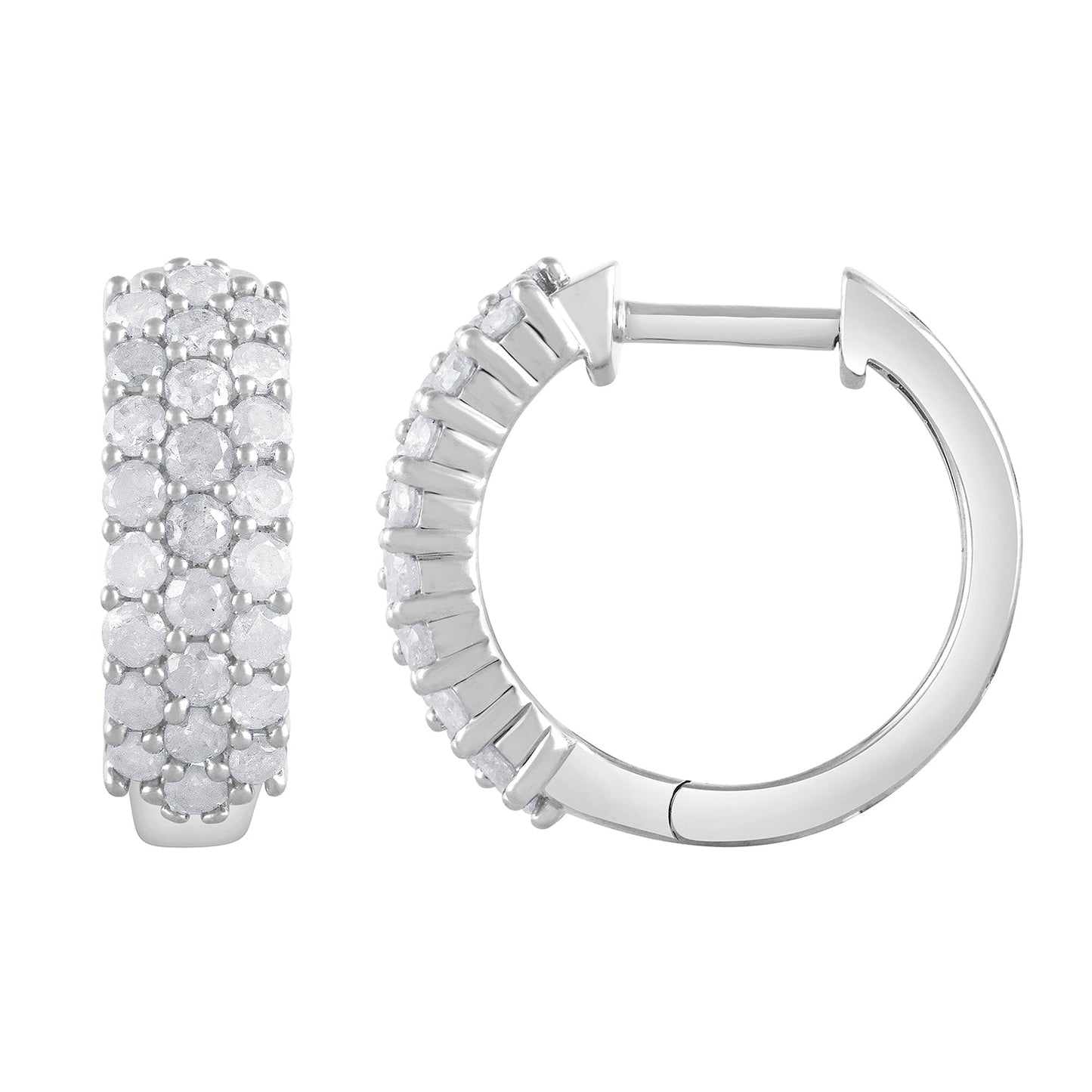 Ashley Stewart 0.50 Carat Lab Grown Cluster Diamond Hinged Hoop Earrings