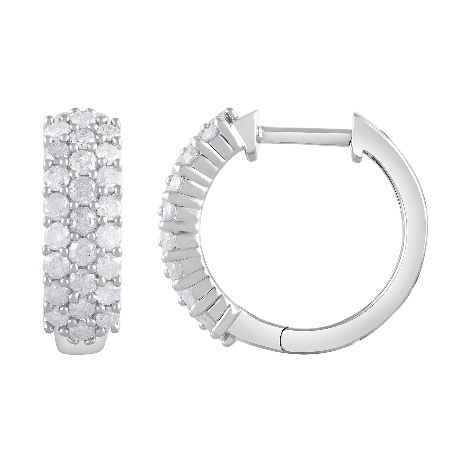 Ashley Stewart 0.50 Carat Lab Grown Cluster Diamond Hinged Hoop Earrings