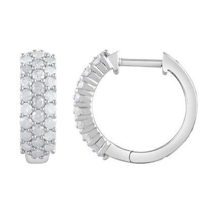 Ashley Stewart 0.50 Carat Lab Grown Cluster Diamond Hinged Hoop Earrings