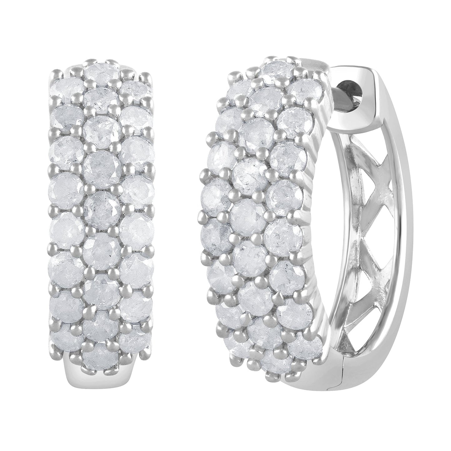 Ashley Stewart 0.50 Carat Lab Grown Cluster Diamond Hinged Hoop Earrings