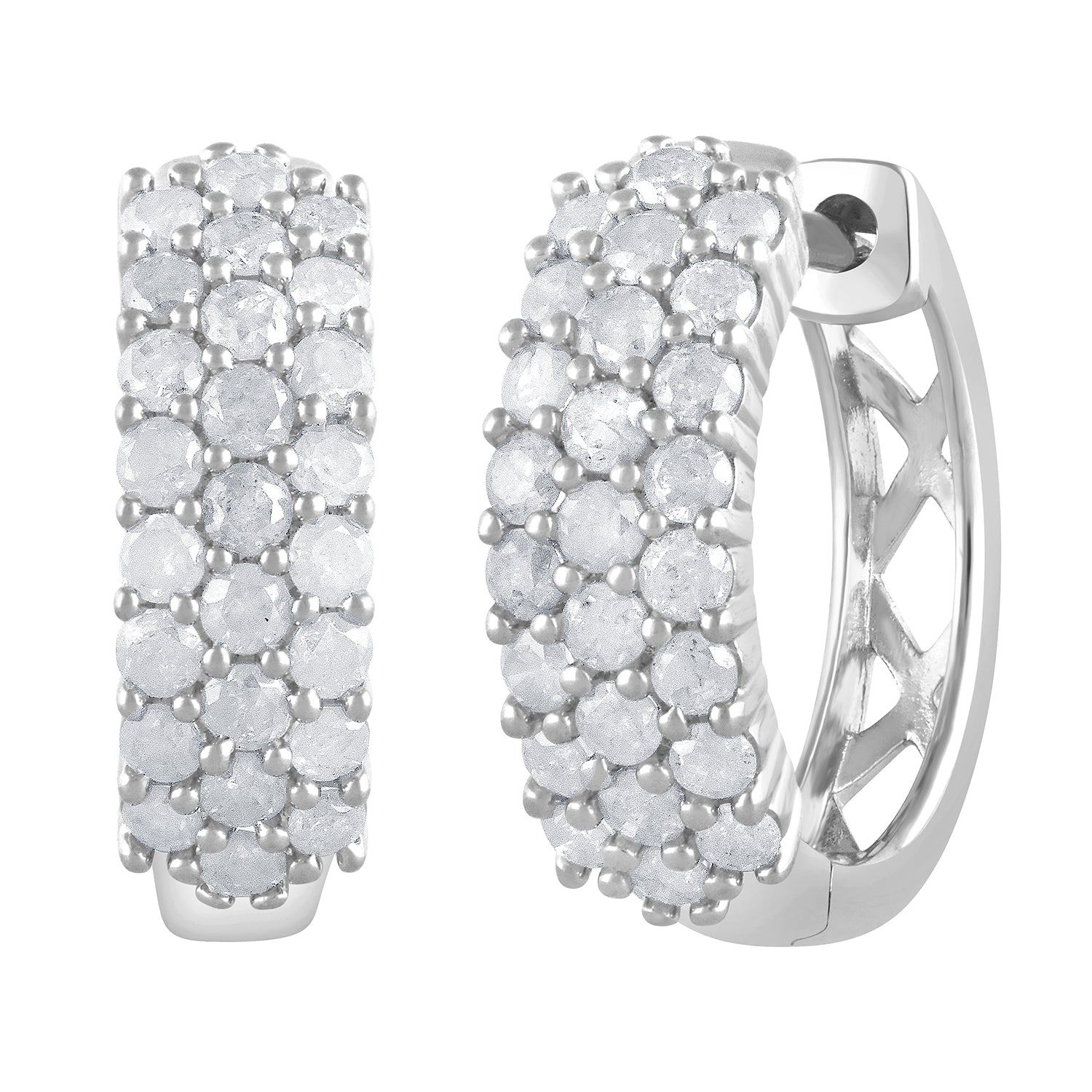 Ashley Stewart 0.50 Carat Lab Grown Cluster Diamond Hinged Hoop Earrings